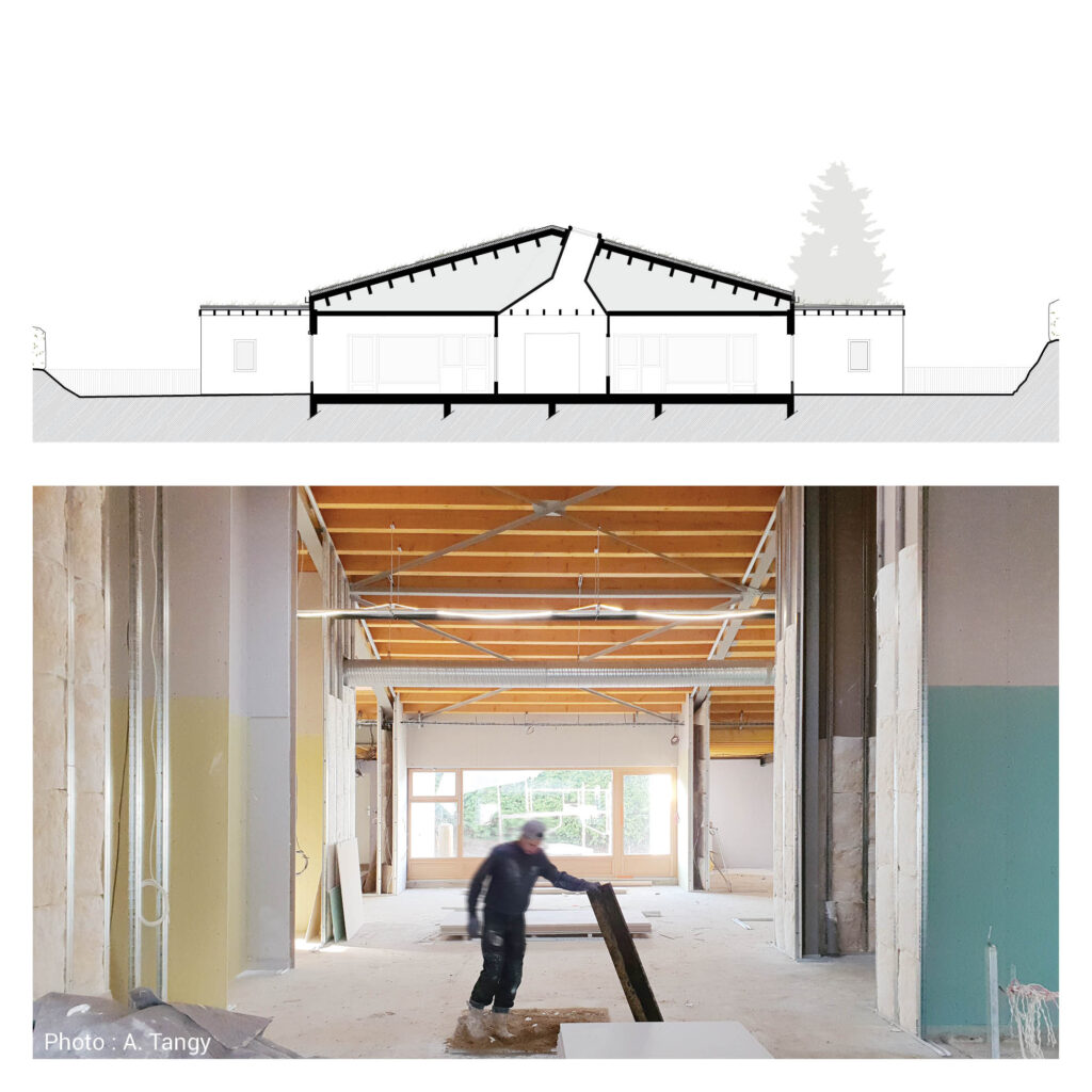 Le volume des combles est sculpté pour qualifier les ambiances.